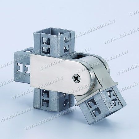 Stainless Steel Square Tube Internal 4 Way Out Connector Angle Adjustable - Exit spring design- welding free/ glue applicable