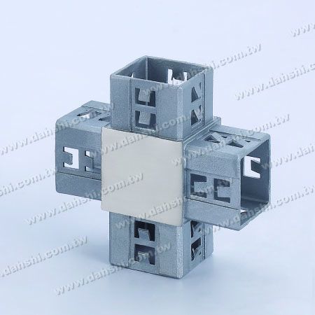 Dimension：Stainless Steel Square Tube Internal Cross Connector 4 Way Out - Exit spring design- welding free/ glue applicable