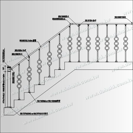 Нержавеющая стальная балюстрада - Трубчатая - Диаграмма: Нержавеющие стальные балюстрадные столбы - трубчатые