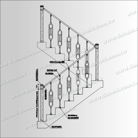 ステンレススチールの手すりポスト - チューブ状 - 図: ステンレス鋼手すりポスト - 管状