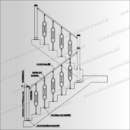 Tiang Pagar Stainless Steel - Tabung - Diagram: Tiang Pegangan Stainless Steel - Tabung