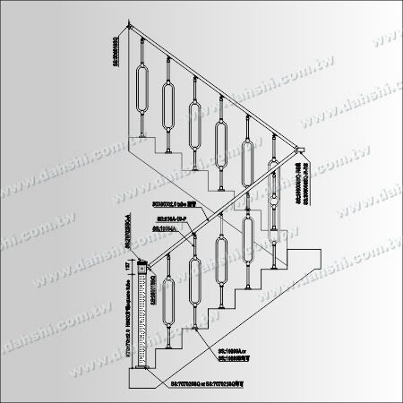 Stebri iz nerjavečega jekla - cevasti - Diagram: Stebri za ograjo iz nerjavečega jekla - cevasti