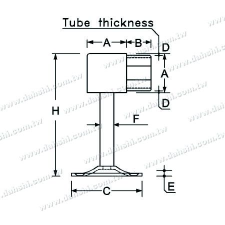 Dimension：Screw Exposed Bracket - Balcony or Interior Decoration Balustrade Square Tube Handrail Two Side Wall Bracket