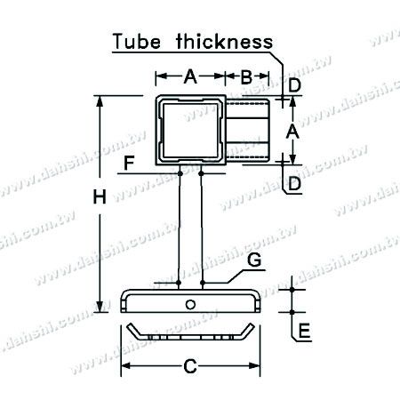 Dimension : Support invisible à vis - Balustrade de balcon ou de décoration intérieure, connecteur d'angle de main courante en tube carré