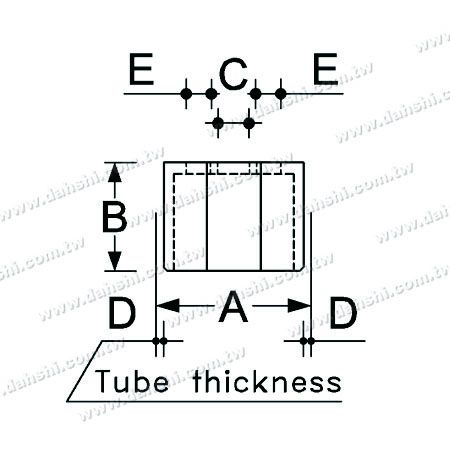 Размер: Соединитель поручня из нержавеющей стали для квадратной трубы с внешней посадкой