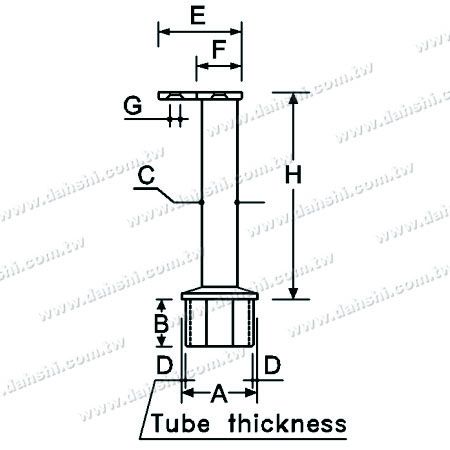 尺寸圖：不銹鋼方管扶手與立柱平台90度轉角接頭