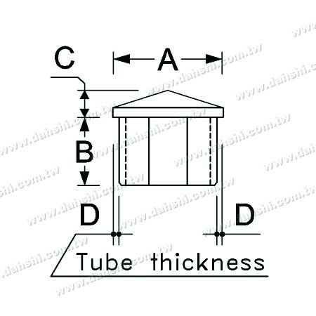 Dimenzija: Zaključek iz nerjavečega jekla kvadratne cevi s koničastim vrhom