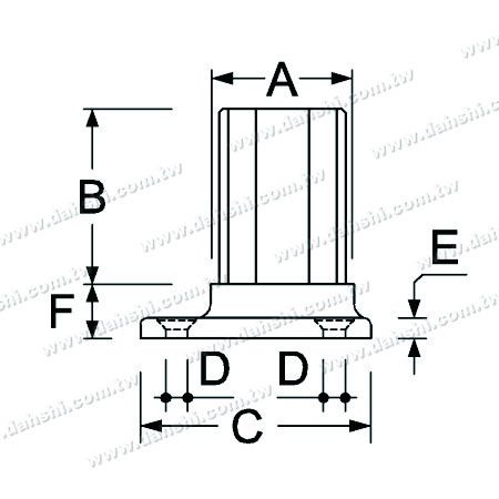 Dimensión: Base interna de inserción de borde de pared para barandilla de tubo cuadrado de acero inoxidable