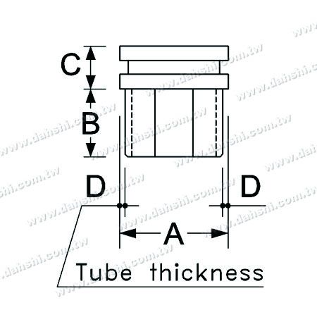 Dimensión: Cúpula Extremo Plano de Tubo Cuadrado de Acero Inoxidable - 2 Struchtúir