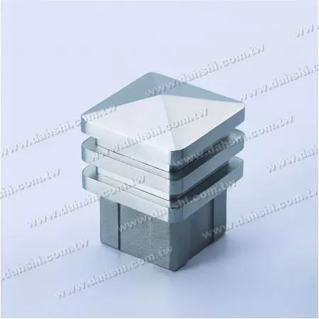 S.S. Square Tube Spire Top End Cap Wide Exit - 3 Layers - Stainless Steel Square Tube Spire Top End Cap Wide Exit - 3 Layers