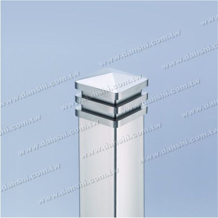 S.S. Square Tube Spire Top End Cap - 3 Layers - Stainless Steel