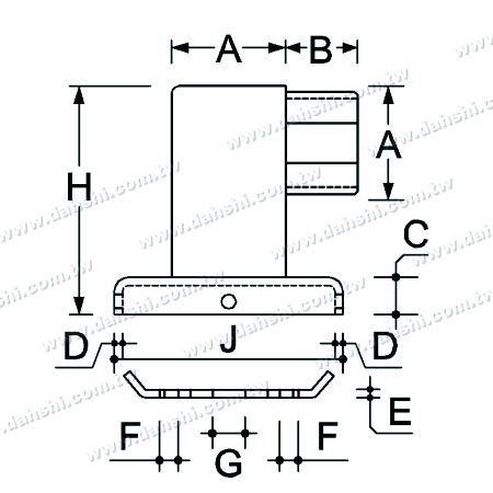 ابعاد: پشتیبان دستگیره لوله مربع فلزی استیل - سرانه - پیچ پنهان