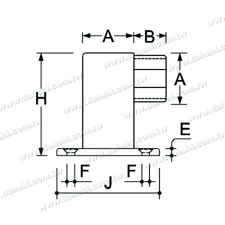 ابعاد: پایه پشتی مربع استنلس استیلی - پیچ بیرونی