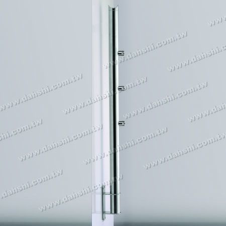 Tiang Bulat Berdinding dengan Aksesori Sambungan - Kolom Vertikal Dinding Tangga Stainless Steel