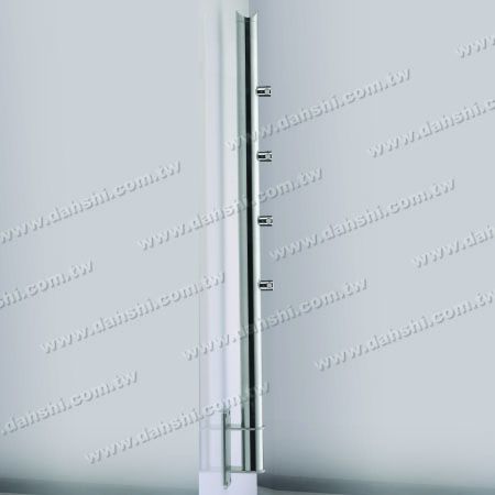 Pos Pagar Dipasang di Dinding - Tiang Bulat Stainless Steel Dinding Tangga dengan Aksesori Sambungan