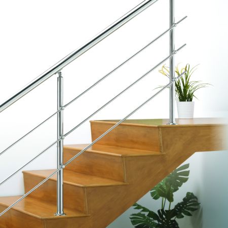 Round Tube Railing Column - Stainless Steel Railing Posts 38.1 Post with 50.8 Handrail Diagram - SS:2020377A