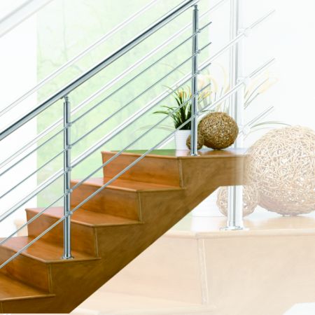 Balustrade Posts - Stainless Steel Stair Railing Columns 38.1 Post with 50.8 Handrail Diagram - SS:2020578A