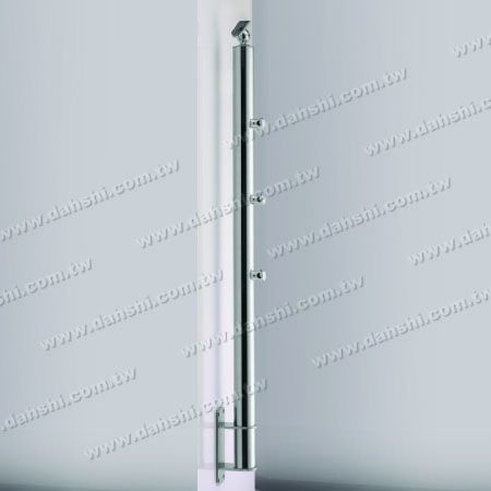Round Tube Wall-Mounted Column with Joint Accessories - Stainless Steel Stair Wall-Mounted Vertical Column