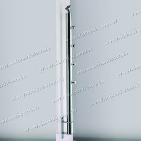 Wall-Mounted Railing Posts - Stainless Steel Round Tube Wall-Mounted Column with Joint Accessories
