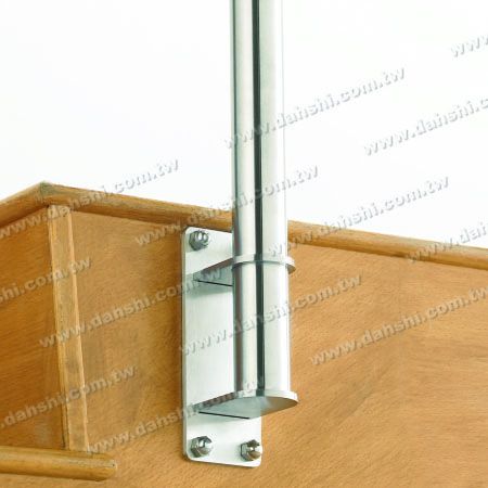 Base de suporte de aço inoxidável com retângulo nas costas - extremidade plana - Suporte de corrimão de tubo redondo de aço inoxidável com retângulo nas costas - extremidade plana