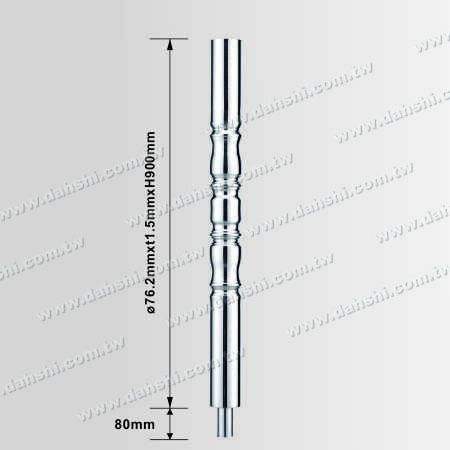 Dimension：Stainless Steel Round Post 3" Plain Surface