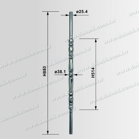 Dimensão: Postes de balaustrada em extrusão de aço inoxidável - Tubular