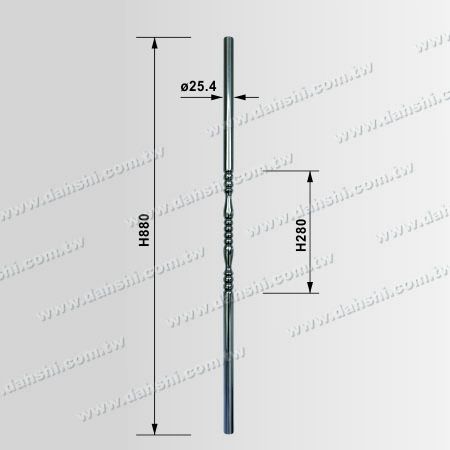 尺寸圖：不鏽鋼束花成型欄杆花管