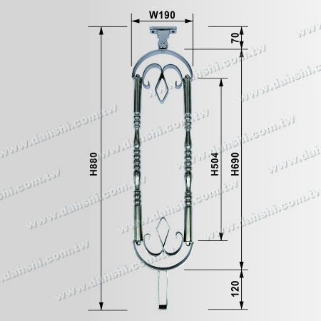 Dimensión: Postes de barandilla de extrusión de acero inoxidable - tubulares