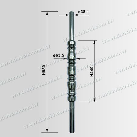 Dimensão: Postes de balaustrada em extrusão de aço inoxidável - Tubular
