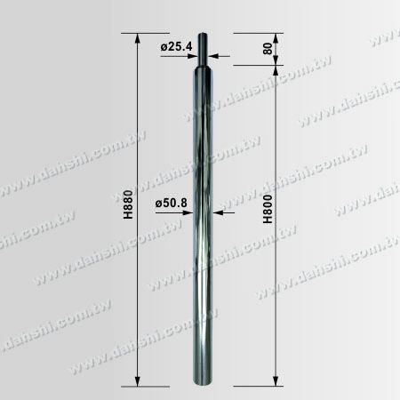 Dimensão: Postes de corrimão em forma de redutor em aço inoxidável - Tubular