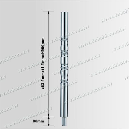 寸法:ステンレススチールラウンドポスト2 1/2"装飾ポスト本体