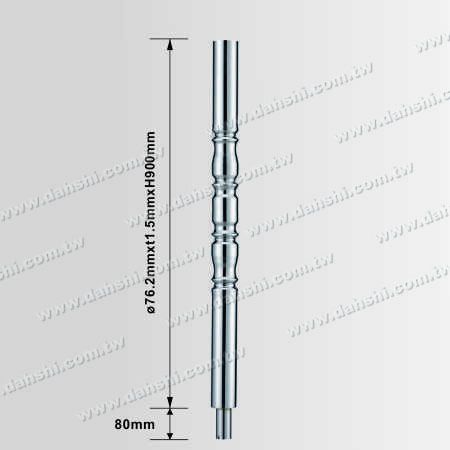 Dimension：Stainless Steel Round Post 2 1/2" Decorating Post Body