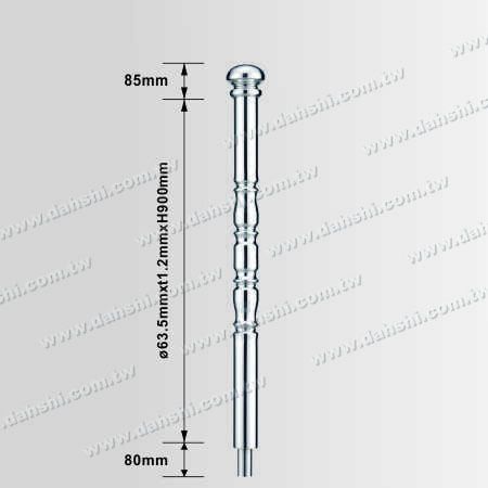 尺寸圖:2 1/2"圓管束花柱身+草菇型柱頭