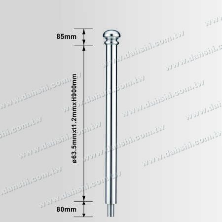 आयाम: स्टेनलेस स्टील गोल पोस्ट 2 1/2" सादी सतह के साथ मशरूम आकार शीर्ष