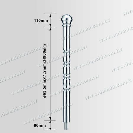 Méid: Póst Cruach Inox 2 1/2" Corp an Phoist Áilleacht le Barr Mushrúma