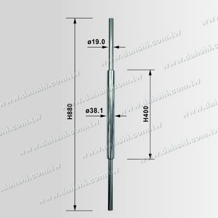 Dimensão: Postes de corrimão em forma de redutor em aço inoxidável - Tubular