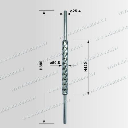 Dimensão: Postes de Balaústre em Formato Espiral em Aço Inoxidável - Tubular