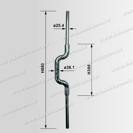 Dimensão: Postes de balaustrada em forma de C em aço inoxidável - Tubular