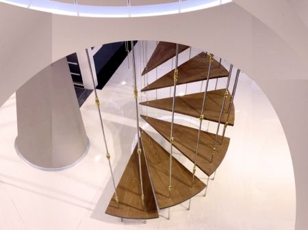 The reflection of the spiral staircase