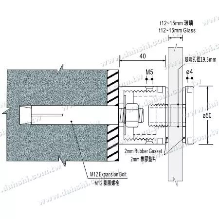 Desenho da Dimensão do Grampo de Vidro