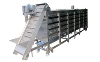 Production line with steaming machine