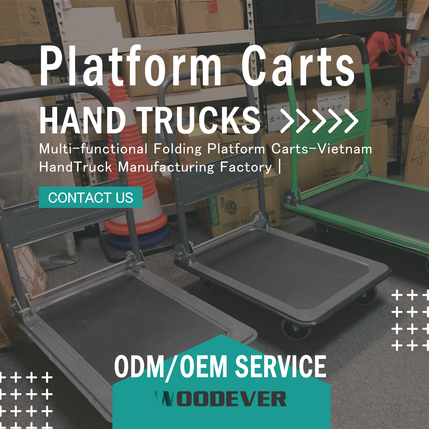OEM service for different types of platform carts featuring: adjustable platform and handle with the loading capacity ranging from 150kg (330lbs) to 300 kg (660lbs). WOODEVER professional Folding Platform Carts, supplying the global large-scale store platform, exporting flatbed folding hand truck cart for more than 20 years of experience, to provide high-quality one-stop folding hand truck service.