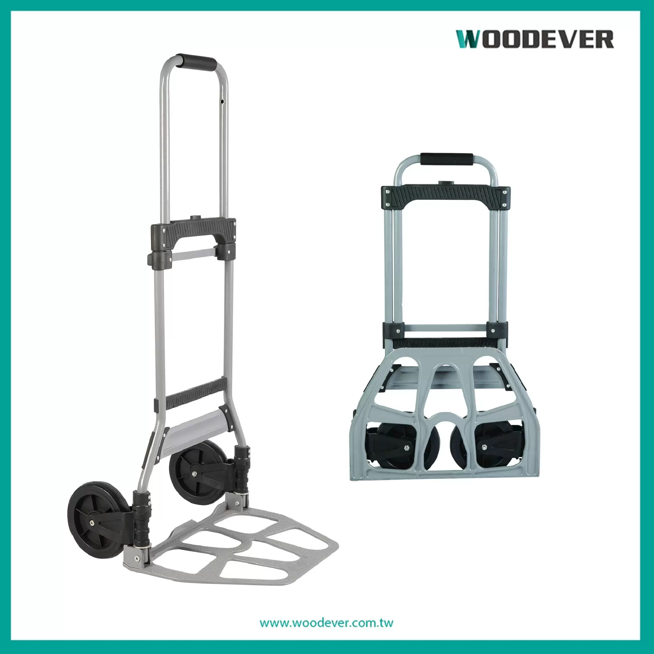 Carrello a mano in acciaio compatto con due ruote pieghevole (carico 100 kg)