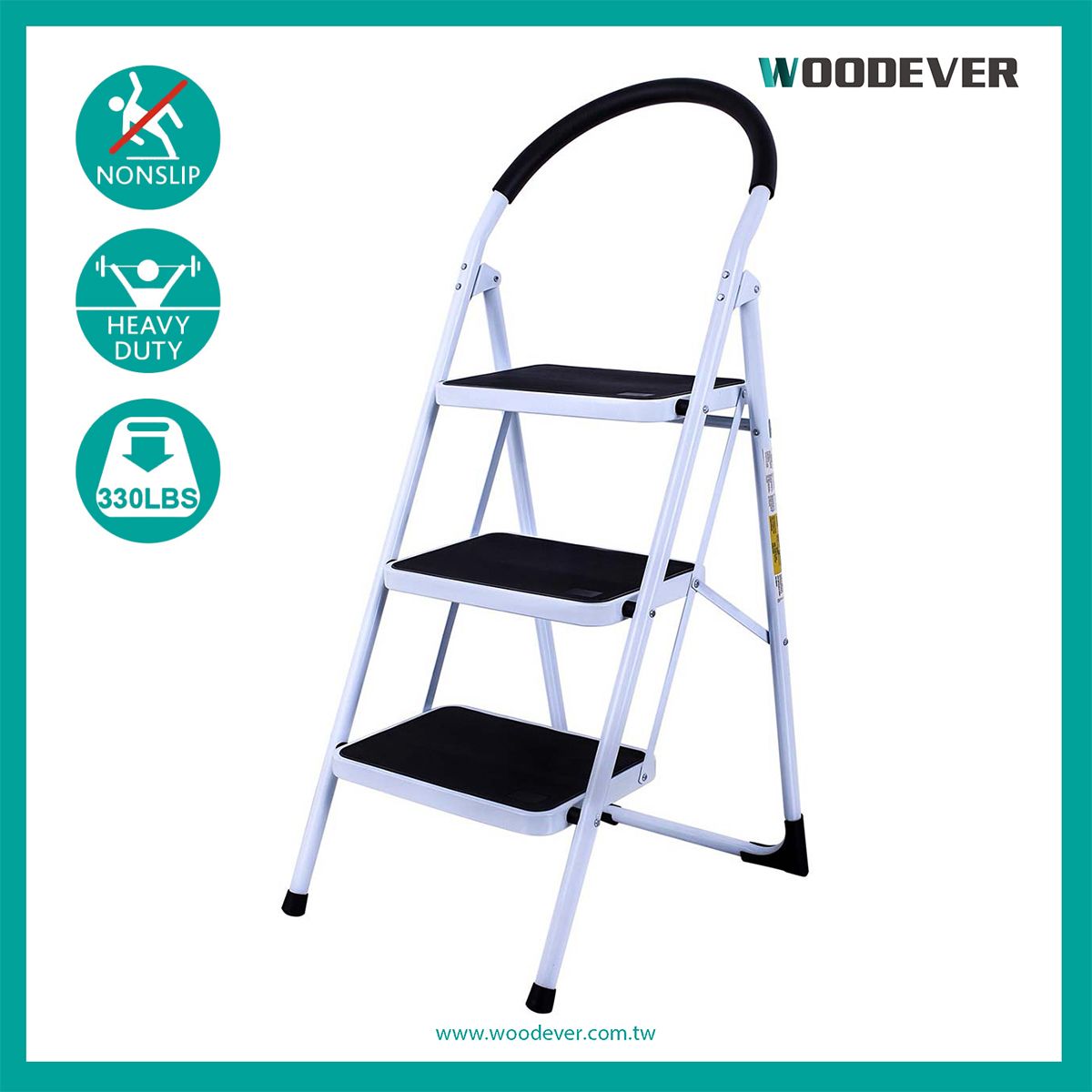 Escalera de aluminio de 5 peldaños con pasamanos, pedal ancho  antideslizante, plataforma de herramientas, taburete plegable para  escaleras, hogar