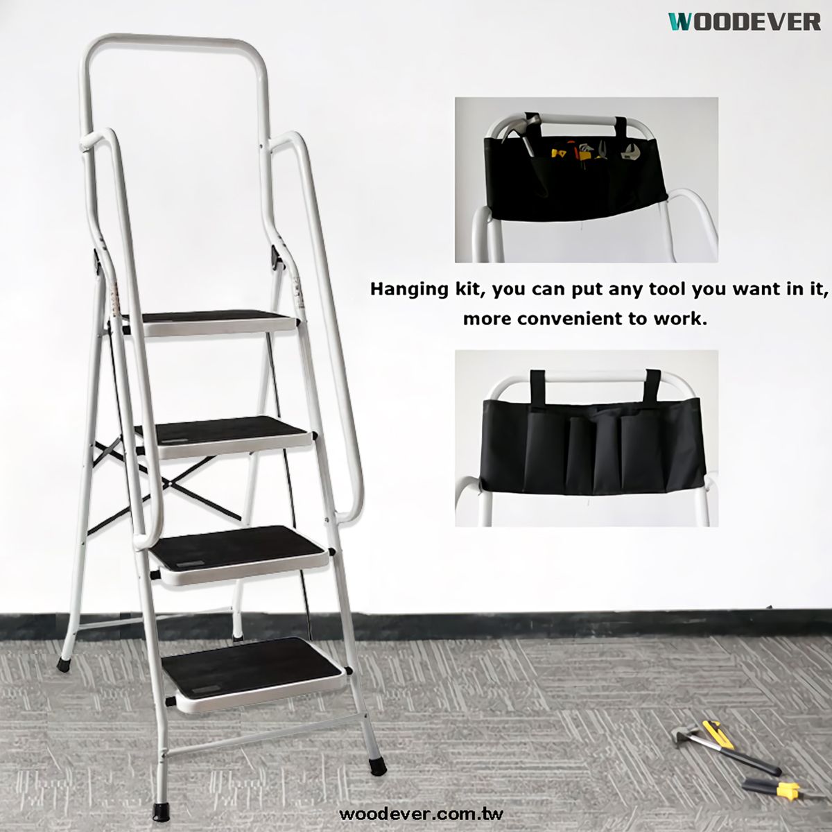 4 Steps Steel Folding Ladder Household Wholesale With Non-Slip Side ...