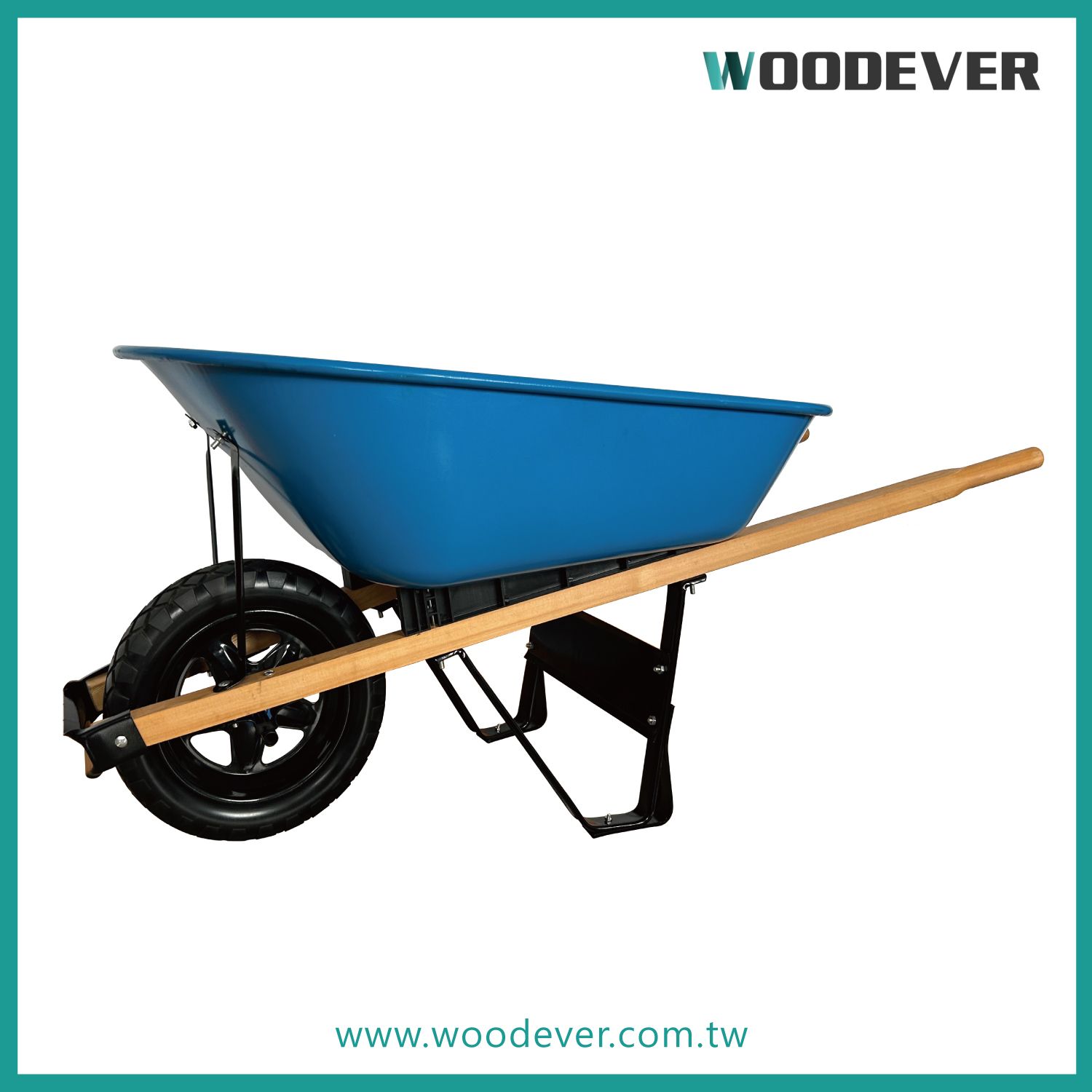 Wheelbarrows High-Capacity All-Terrain Wheelbarrow PP Tray with Solid Wood Handle ...