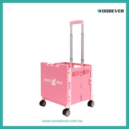 茂禾摺疊購物手推車可摺疊四輪皆為萬向輪,後輪帶煞車