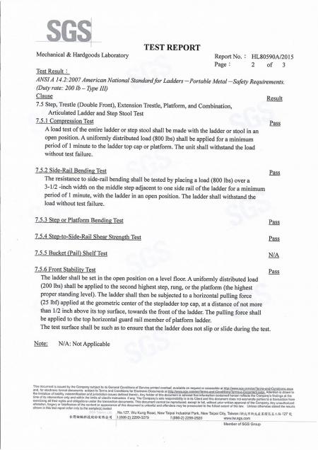 2015 2-in-1-Trittleiterwagen SGS-Testbericht