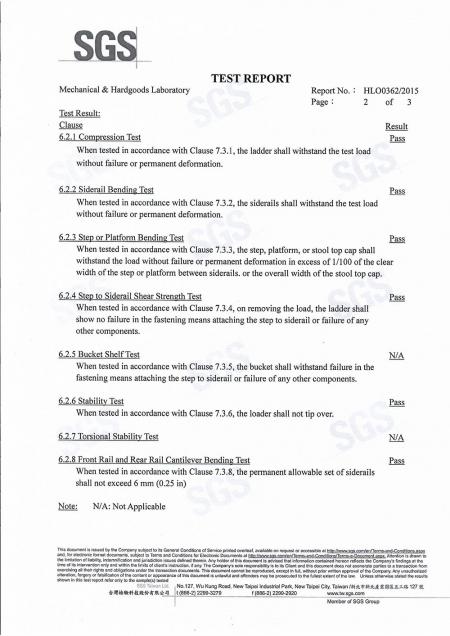 2015 2-in-1-Trittleiterwagen SGS-Testbericht