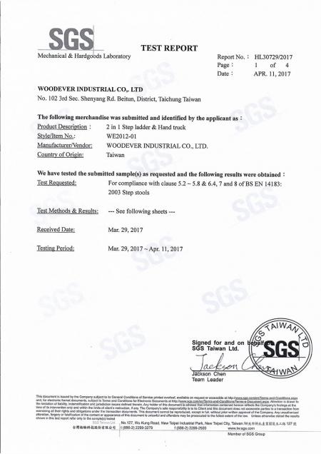 2017 2-in-1-Trittleiterwagen SGS-Testbericht